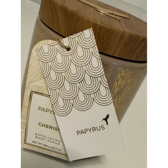 NEW Papyrus Cherish Nourishing Body Scrub 600g/21.16oz In Decorative Gold Jar - Picture 2 of 7